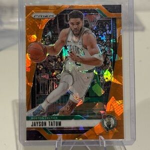 🔥 2024 Jayson Tatum Panini Prizm Orange Cracked Ice Prizm Card